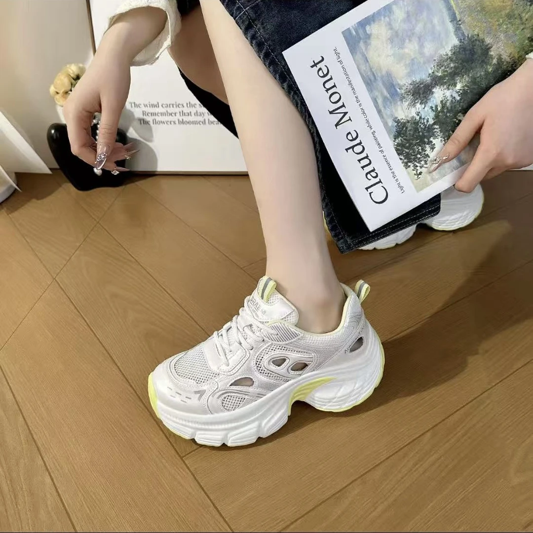 实体店 时尚百搭镂空老爹鞋夏季新款舒适透气休闲鞋女软底防滑