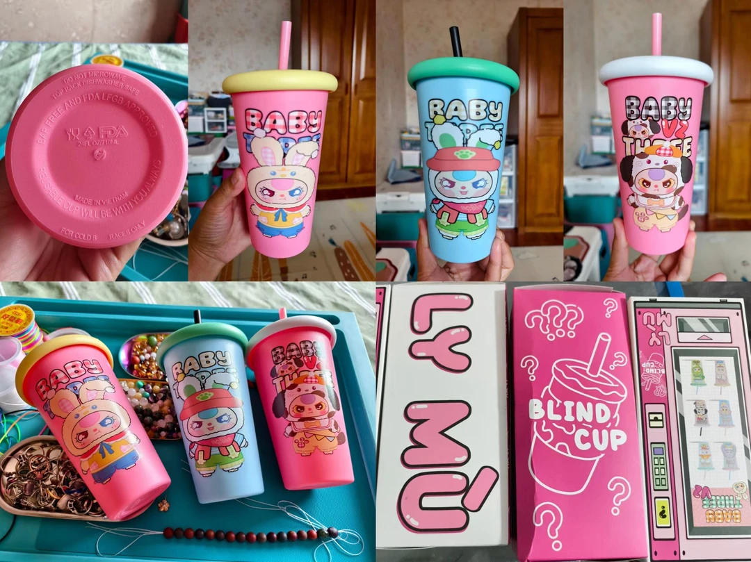 两个装！盲盒玩法~多彩配色自由随行食品级PP带盖吸管杯（600ml）