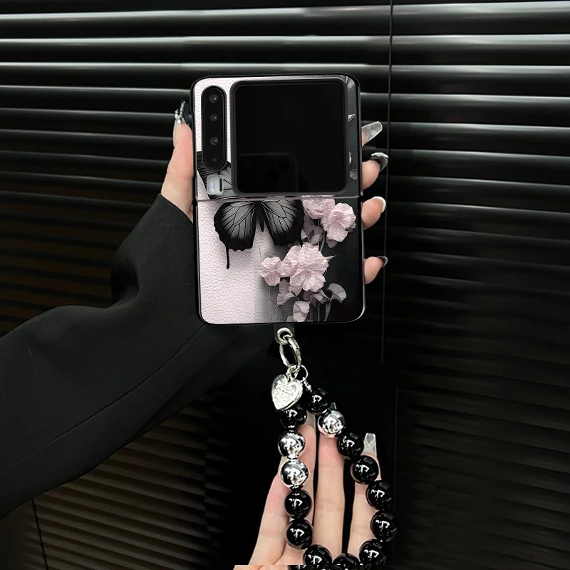 适用华为purax手机壳梦里蝴蝶小羊皮折叠壳全包保护套