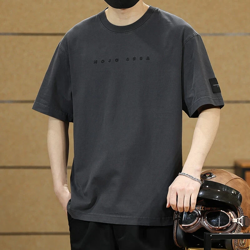 美式260g重磅纯棉短袖t恤男潮牌夏季新款刺绣T恤男士圆领半袖体恤