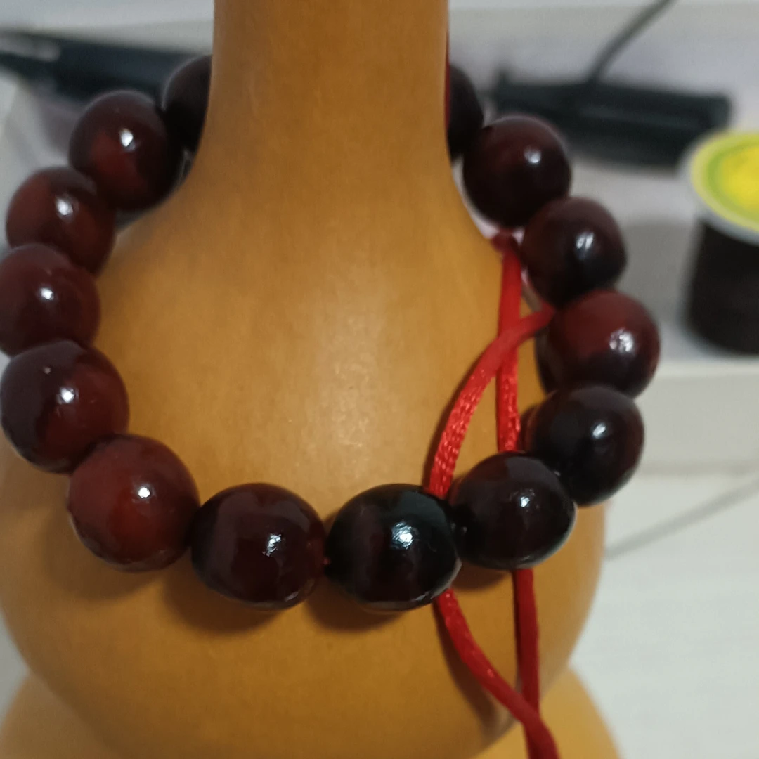 非金属木质手链 非金属纯天然酒红色14~15mm无患子手串菩提