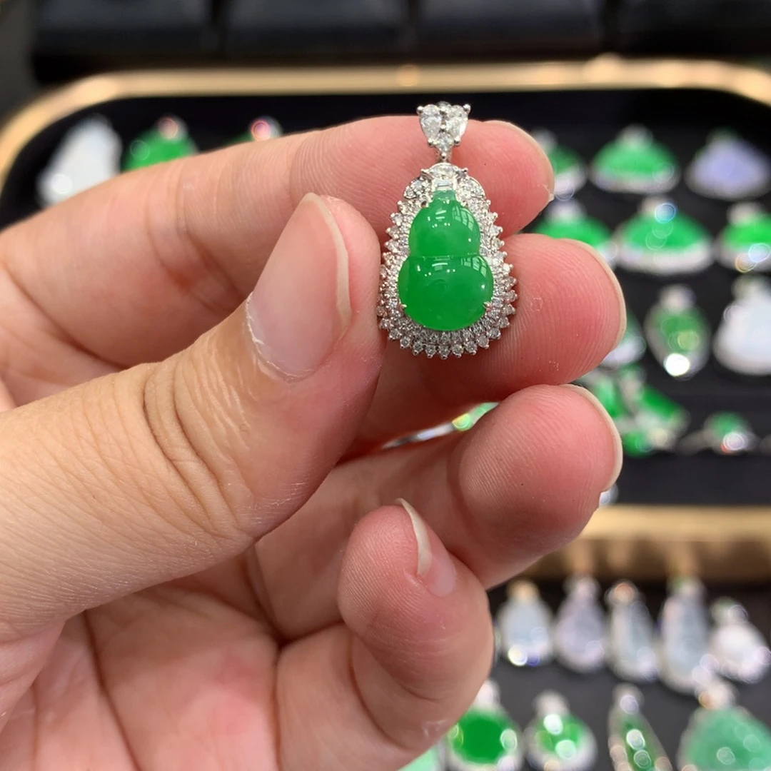 翡翠18K金镶嵌吊坠(不含链)吊坠