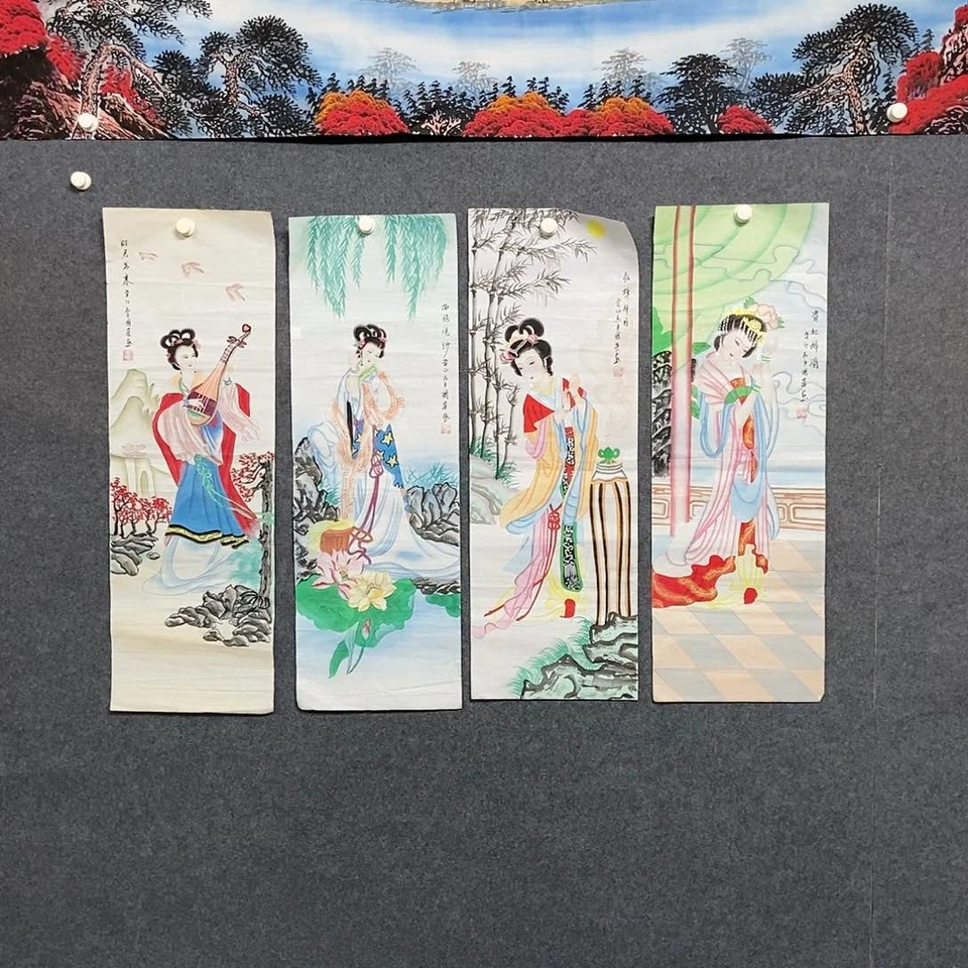 国画四条屏人物一副