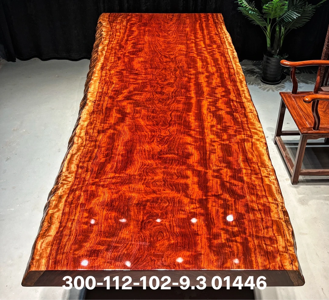 巴花实木桌精品黑线虎皮纹巴花大板 300*107*9.3巴花实木茶桌