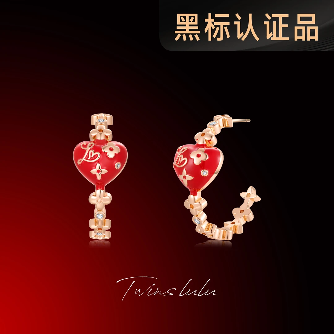 TWINSLULU  镀k金【繁花】精刻工艺C形爱心四叶花耳环TSL1109