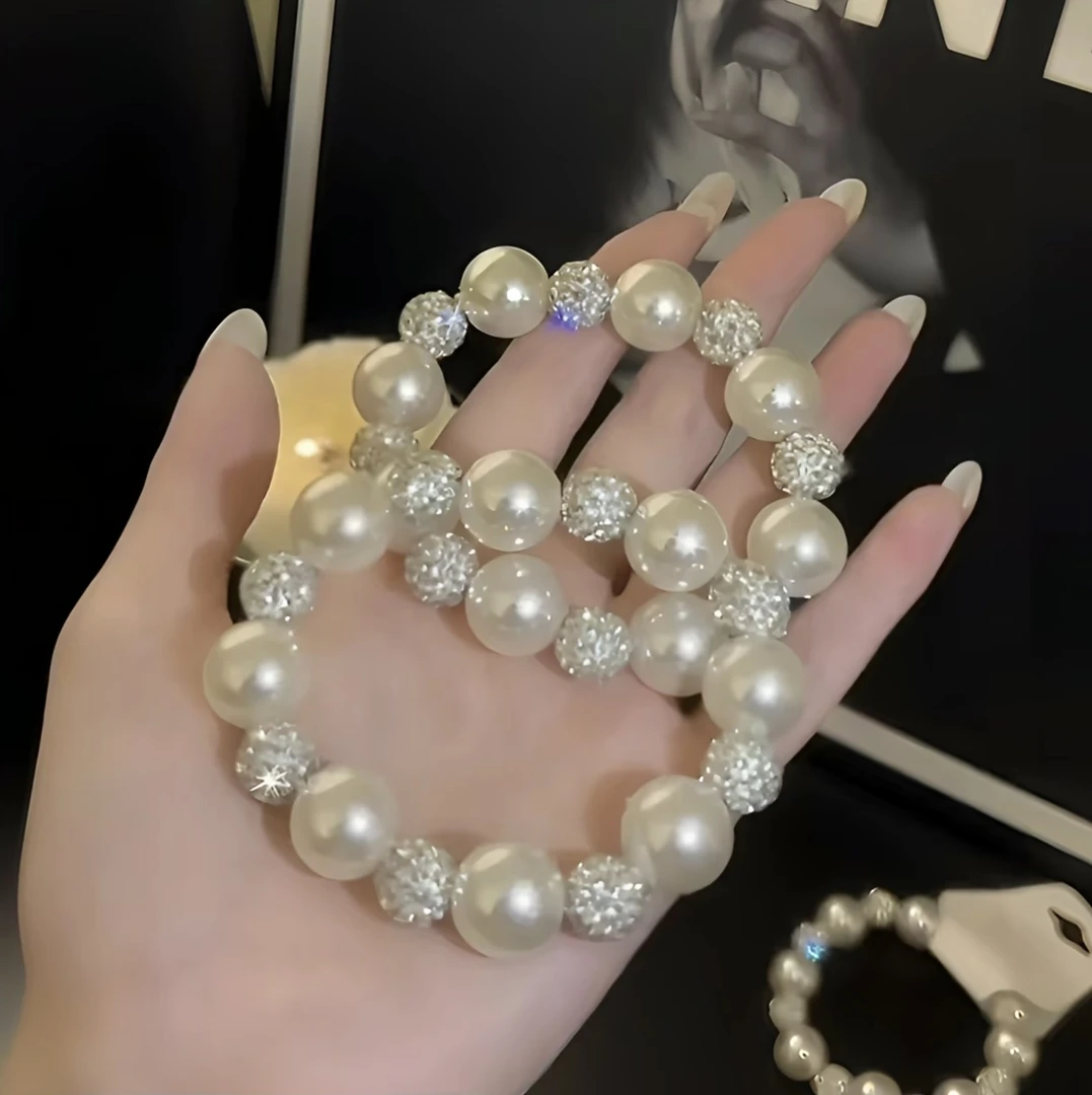 2025新款贝珠发绳可当手链两用发圈扎马尾丸子头绳小香风头饰皮筋