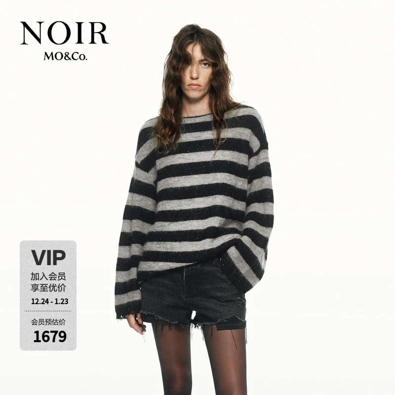 【NOIR系列】MOCO毛衣冬羊毛马海毛闪葱针织衫MBD4SWT004