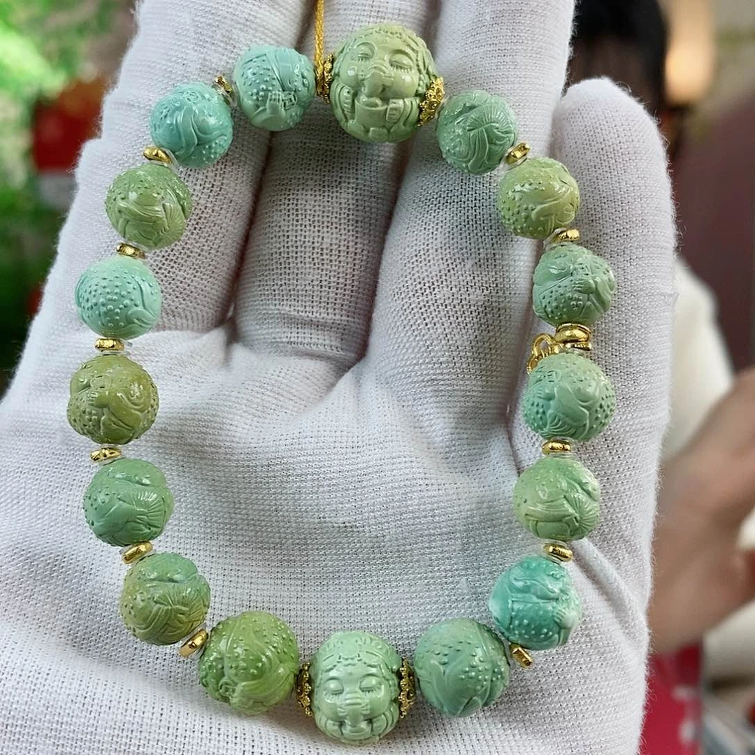 绿松石珠宝奇石18K金镶嵌