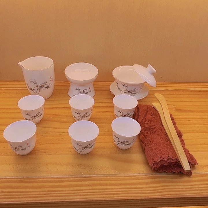 高端羊脂玉瓷茶具套装