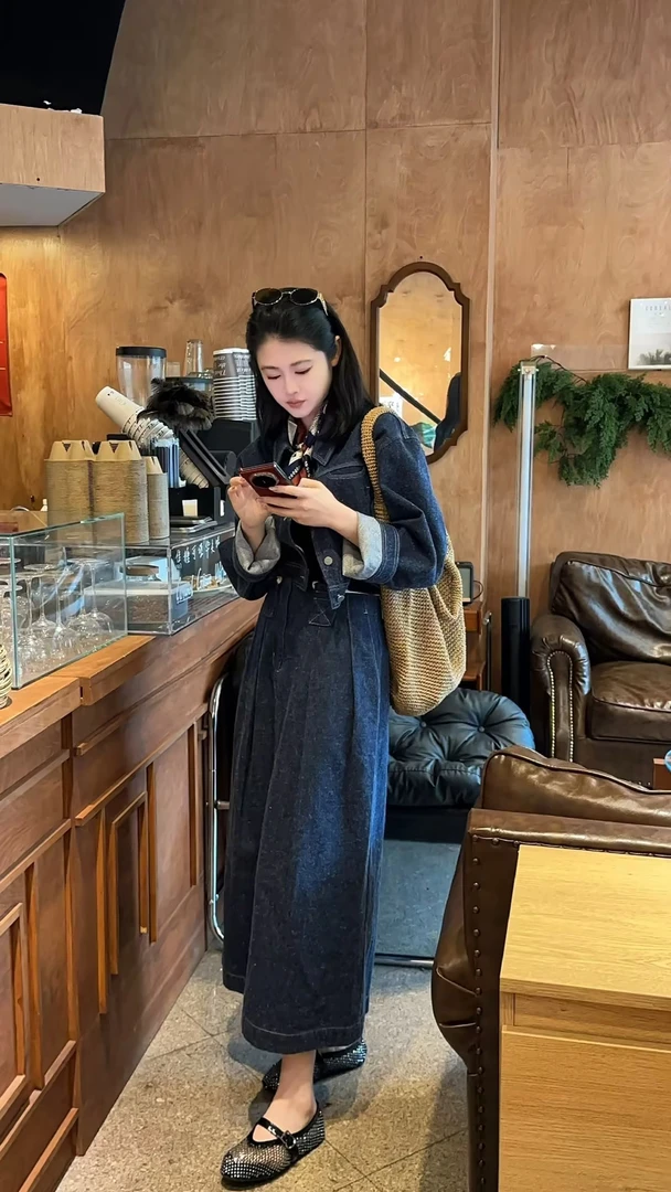 陈妍君【汉麻棉混纺夹花仿牛仔短款外套】CHENYANJUN CYJ-JY214-195