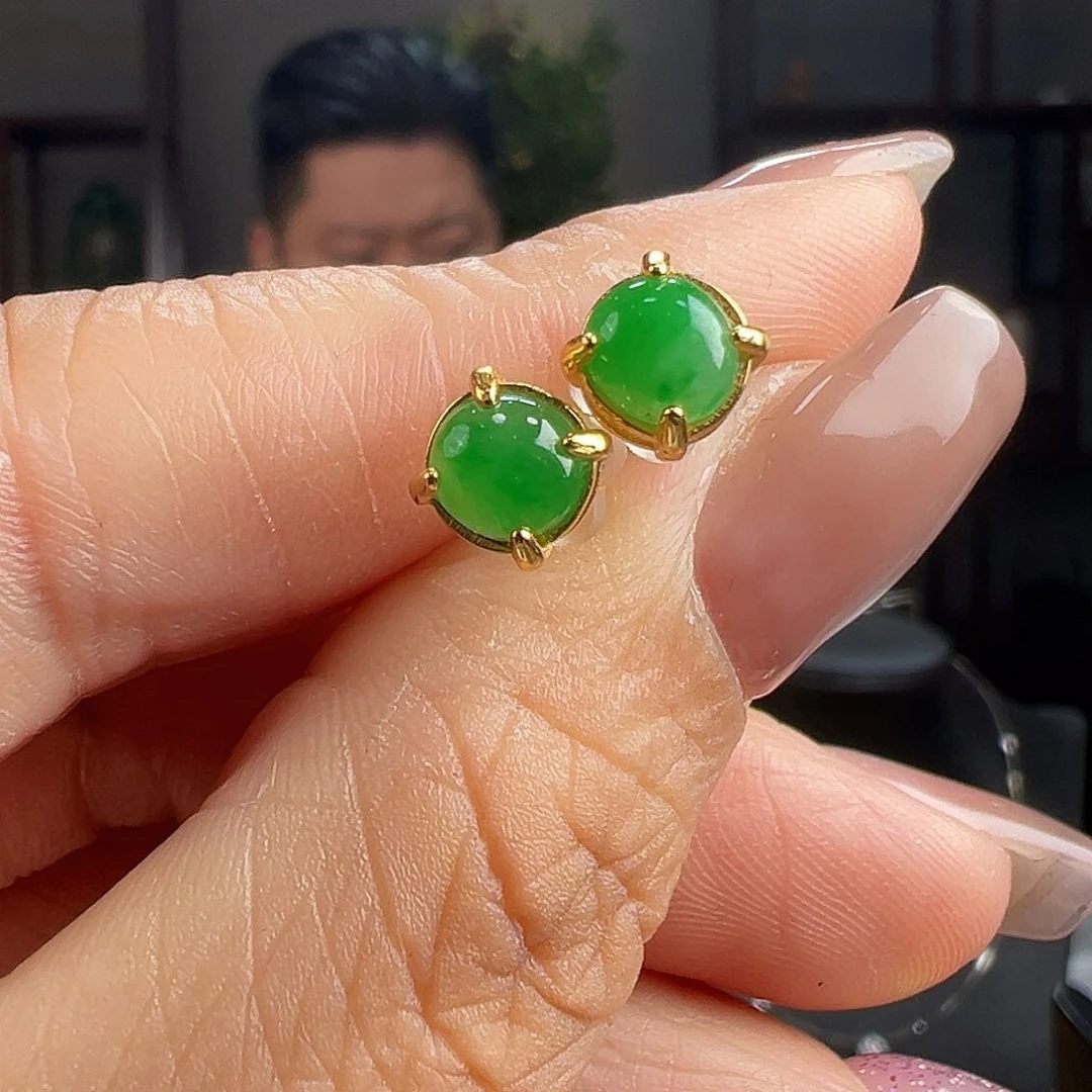 翡翠银S925镶嵌耳饰耳环