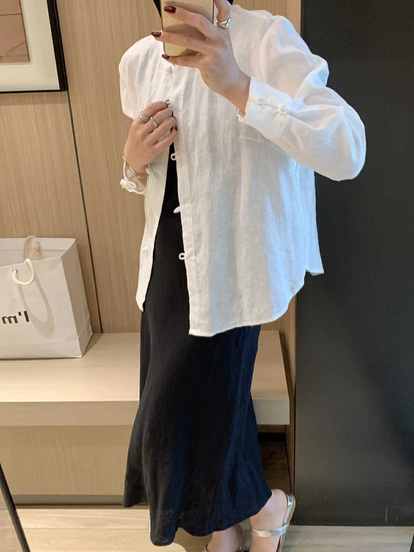 <301>A长袖单排扣圆领休闲风防晒0g衬衫百搭气质时尚芭比风