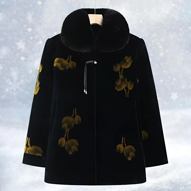 中老年人水貂绒外套妈妈冬装女奶奶装加绒大衣高贵仿皮草老人衣服