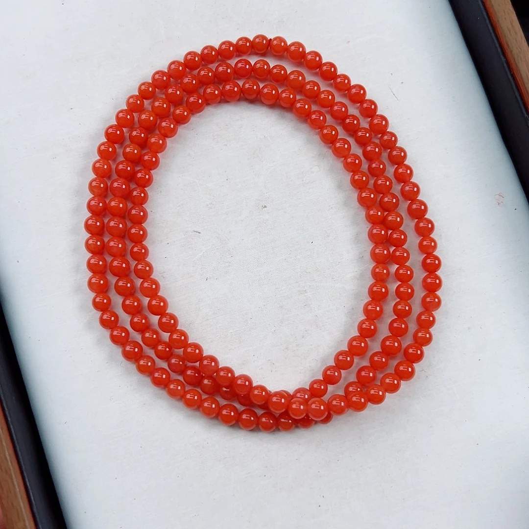 未镶嵌天然南红玛瑙保山阿东寨老南红收藏级长串卡4一条