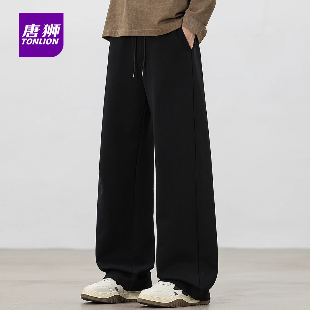 tonlion/唐狮阔腿休闲裤男生秋季新款百搭潮流裤子男宽松直筒长裤