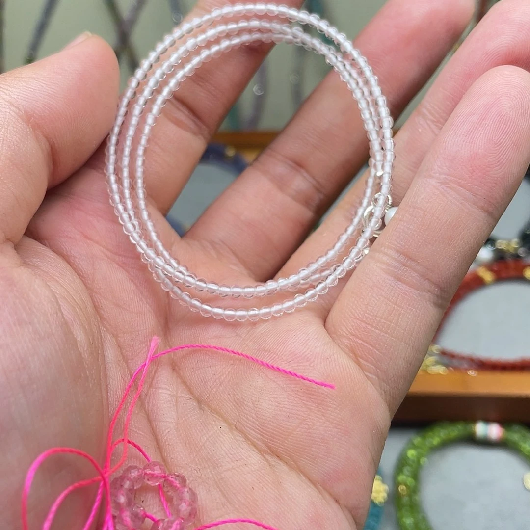 水晶手链银S925镶嵌40厘米