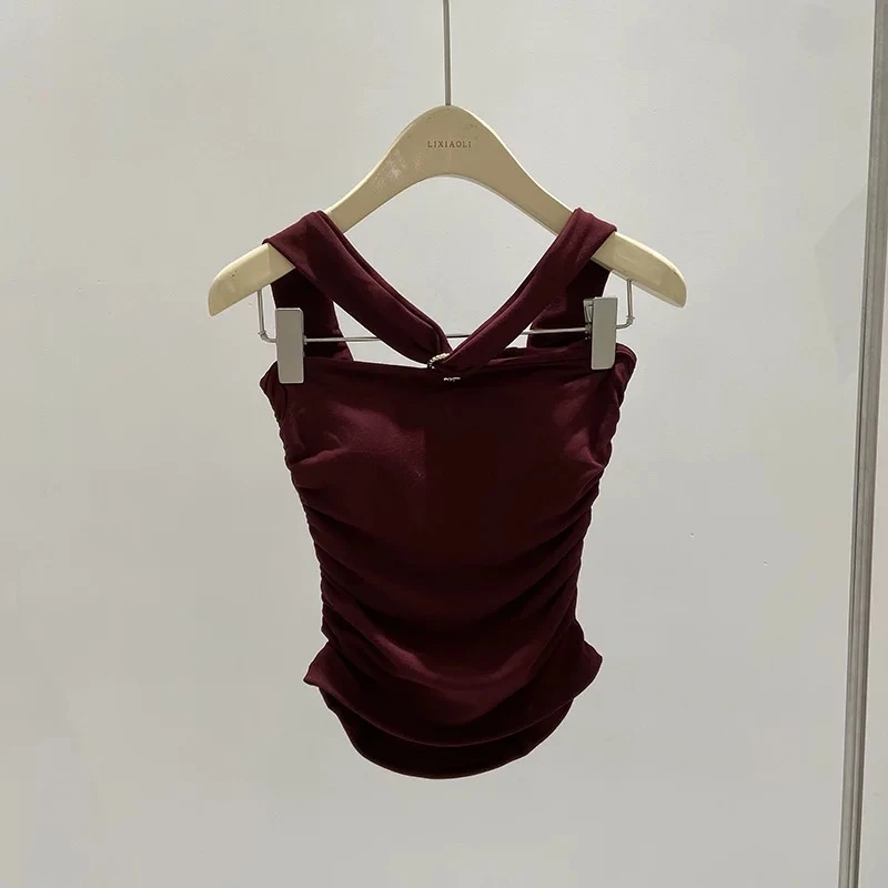 女士美背法式时尚宽松型背心吊带修身型辣妹风修身