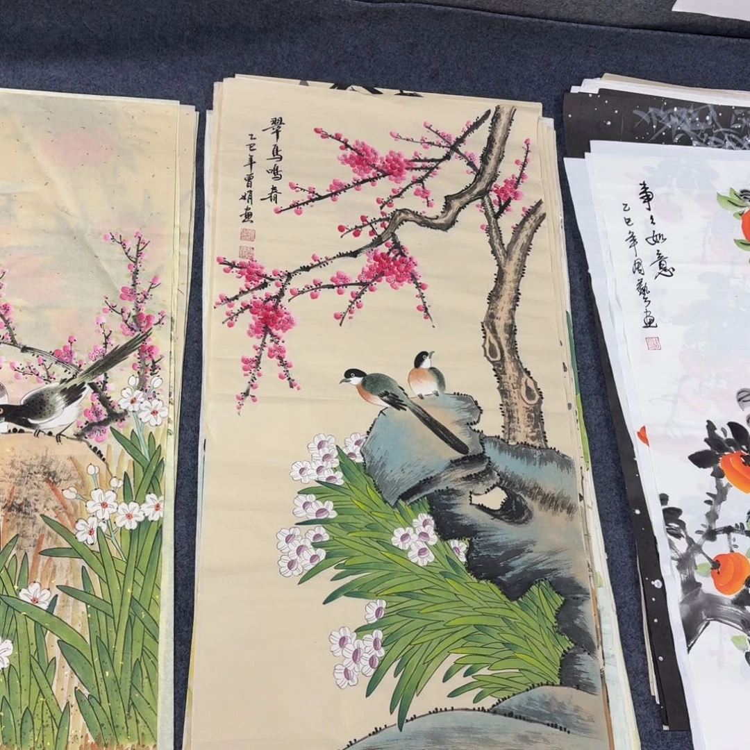 国画100×50手绘画画画