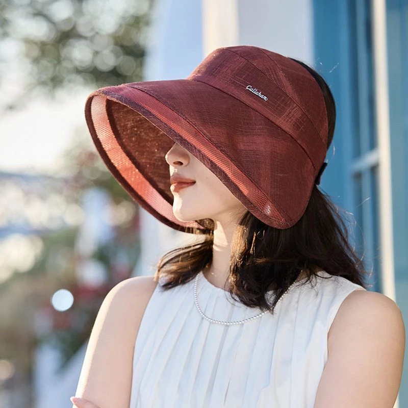 新款男士中老年遮阳帽子女夏季户外大帽檐防紫外线空顶百搭太阳帽