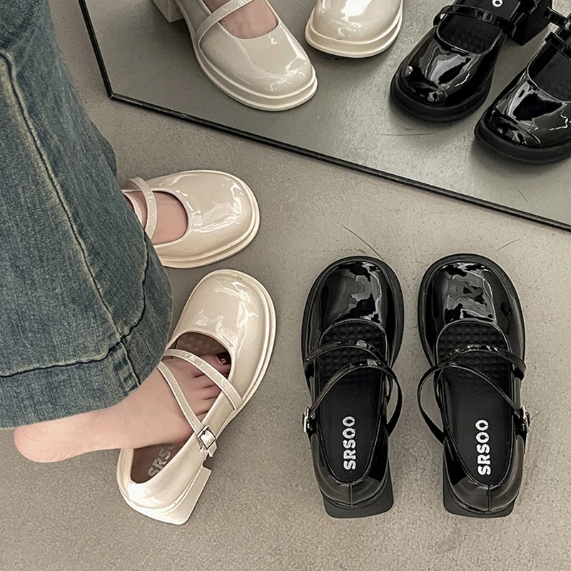 法式防水台玛丽珍鞋女2025春新款中跟仙女风温柔配裙子粗跟高跟鞋