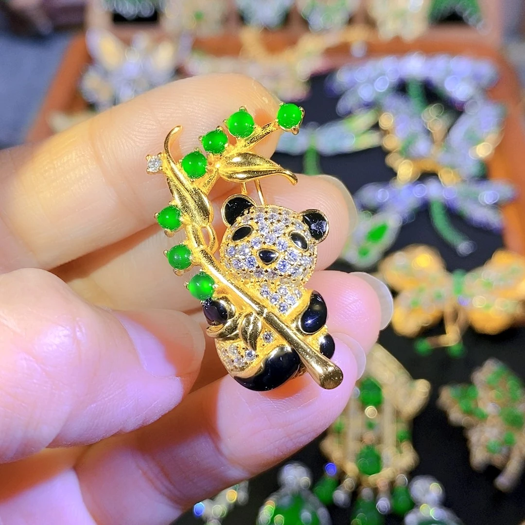 吊坠(不含链)银S925镶嵌翡翠