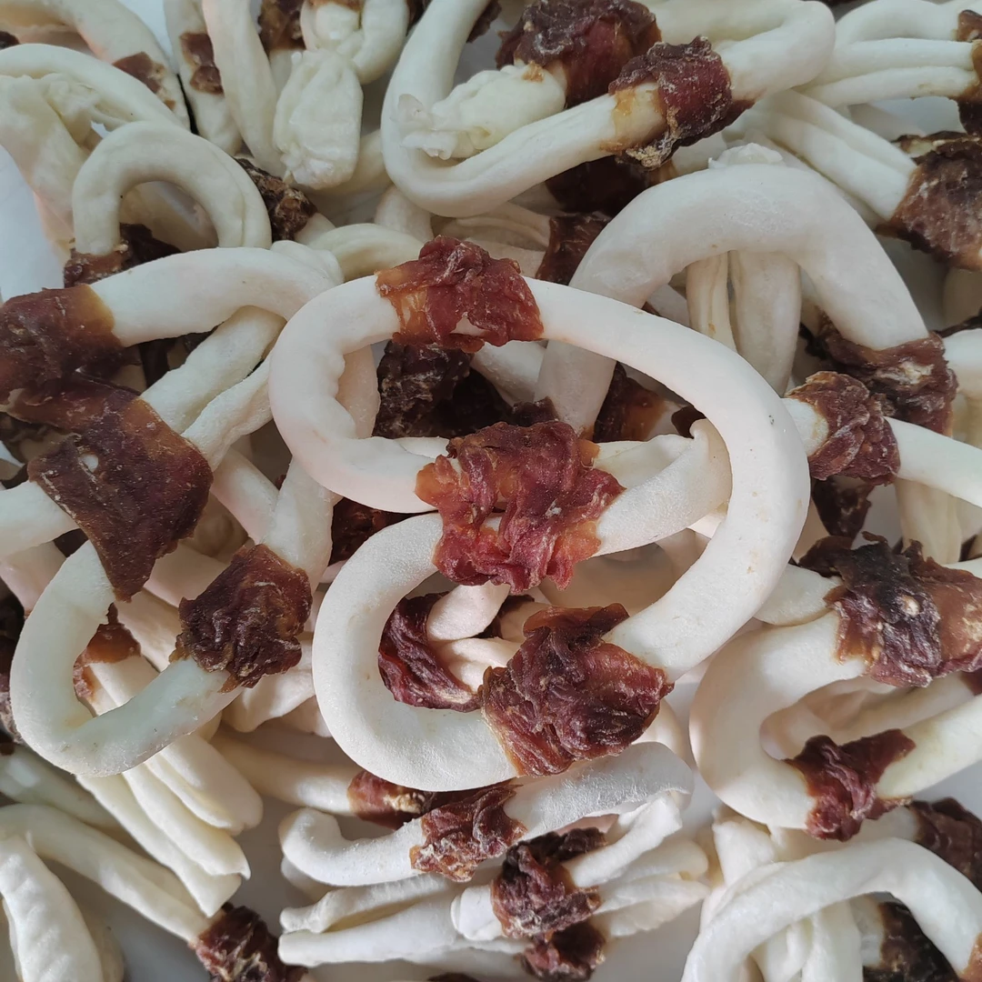 咬胶 中大型犬 心形鸡肉鸭肉缠牛皮 狗狗零食