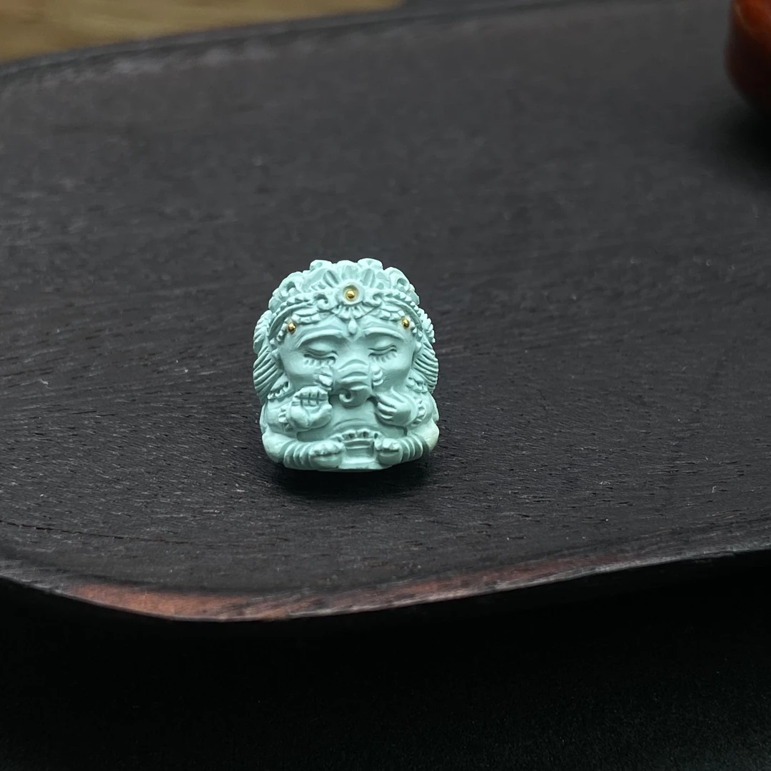 原矿绿松石象雕件你莫慌手串项链配珠吊坠