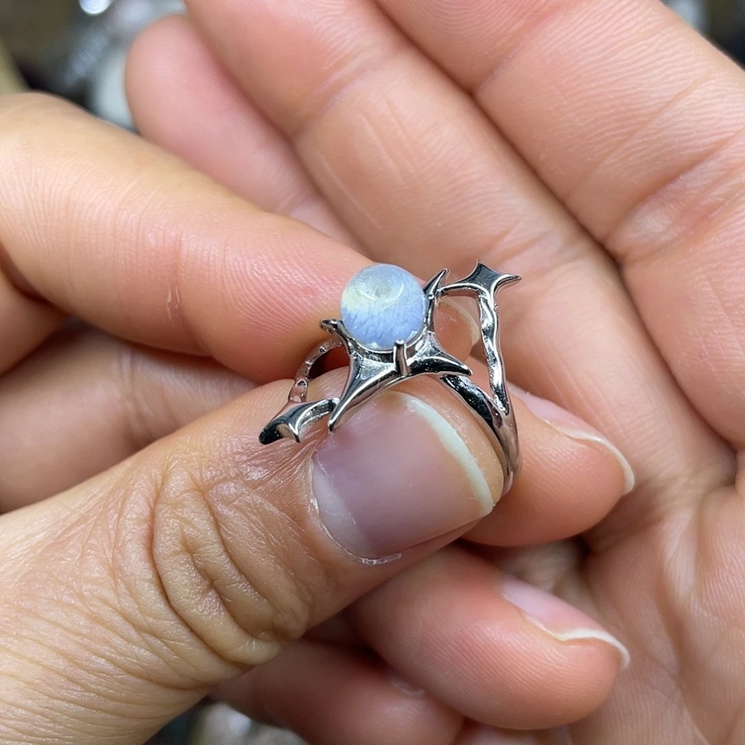 【闪购商品】银S925镶嵌珠宝半成品水晶戒指