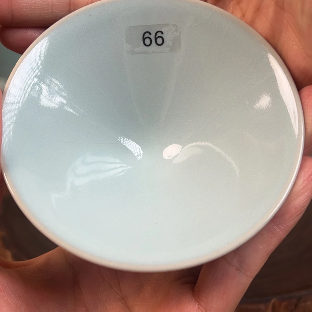 幽***谷瓷片天青手工斗笠杯福利11111