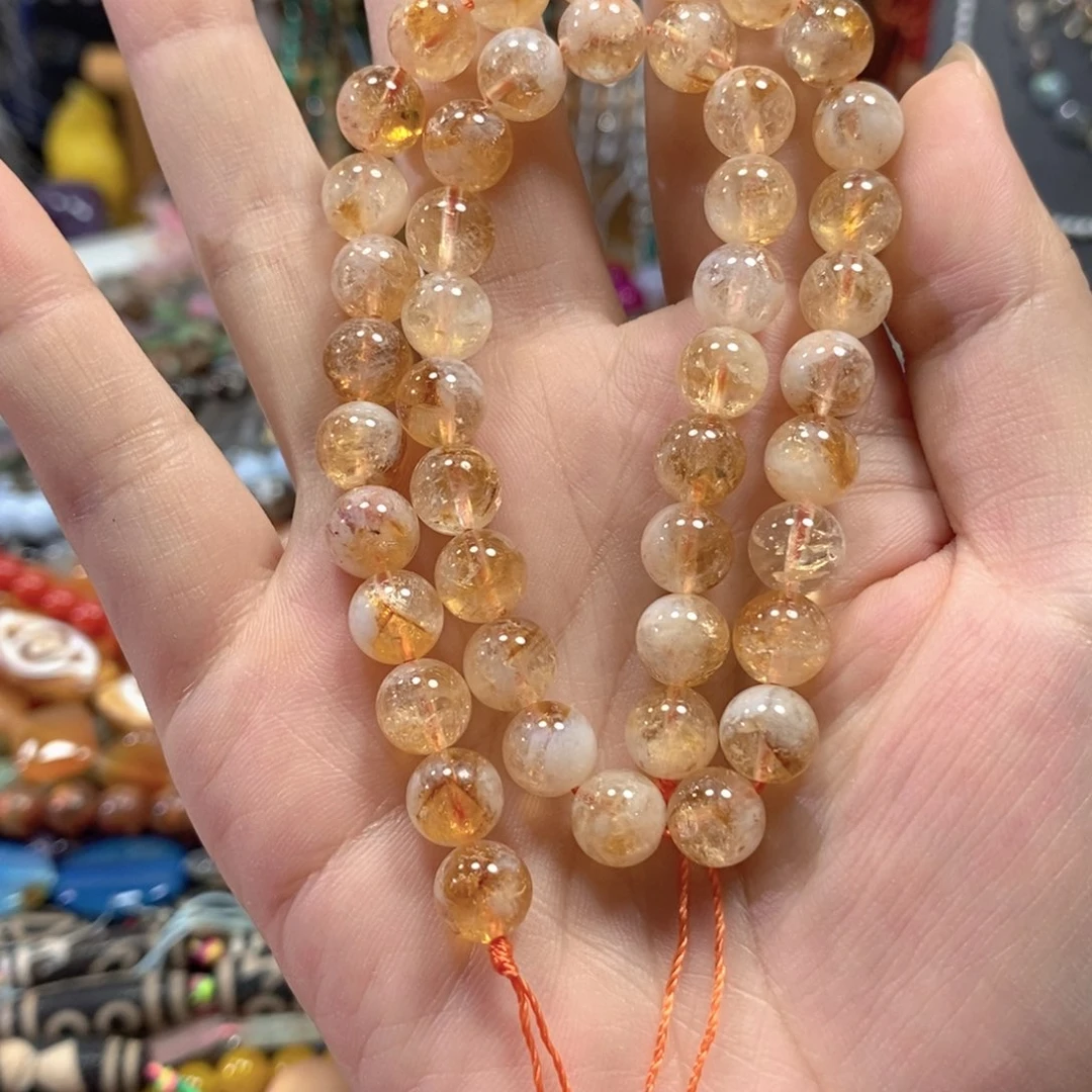 玛瑙/玉髓合金珠宝半成品天然黄塔晶一条卡8mm