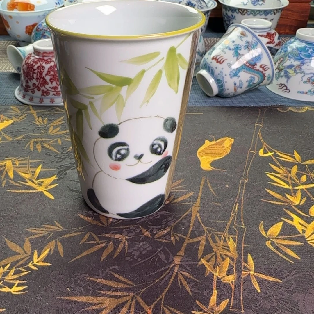 瓷片熊猫可乐杯一件
