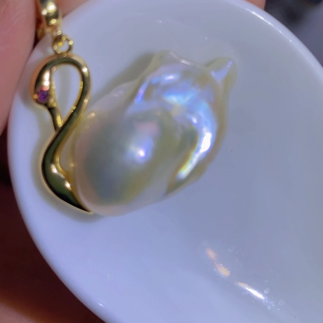 银S925镶嵌天然淡水珍珠淡水珍珠