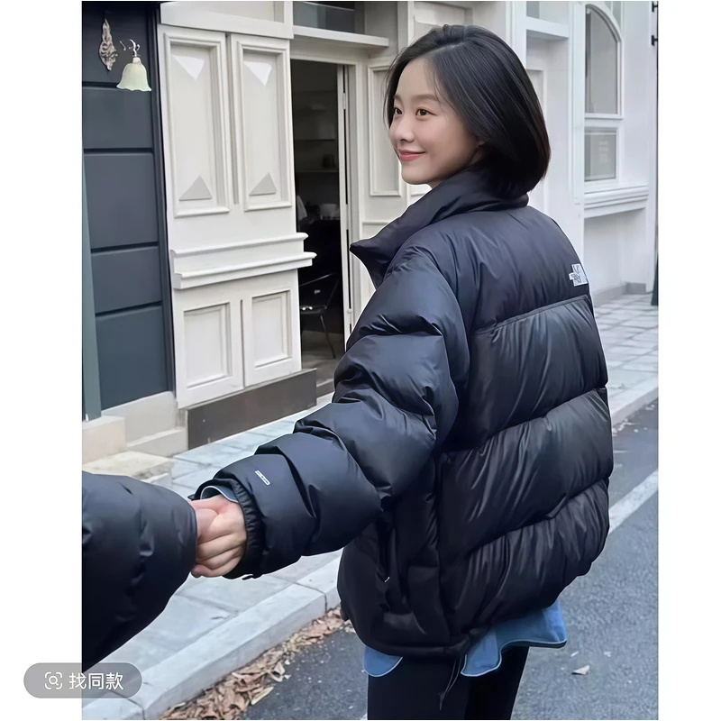 1-96版700蓬宽松加厚立领刺绣保暖户外连帽羽绒外套00102