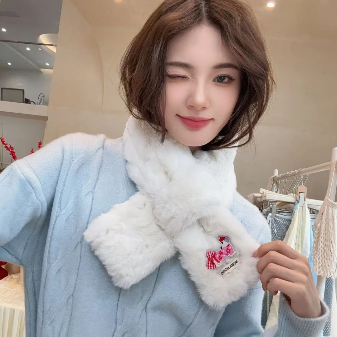 可爱腊肠狗毛绒围巾冬季女新款加厚保暖护颈韩系高级感围脖学生