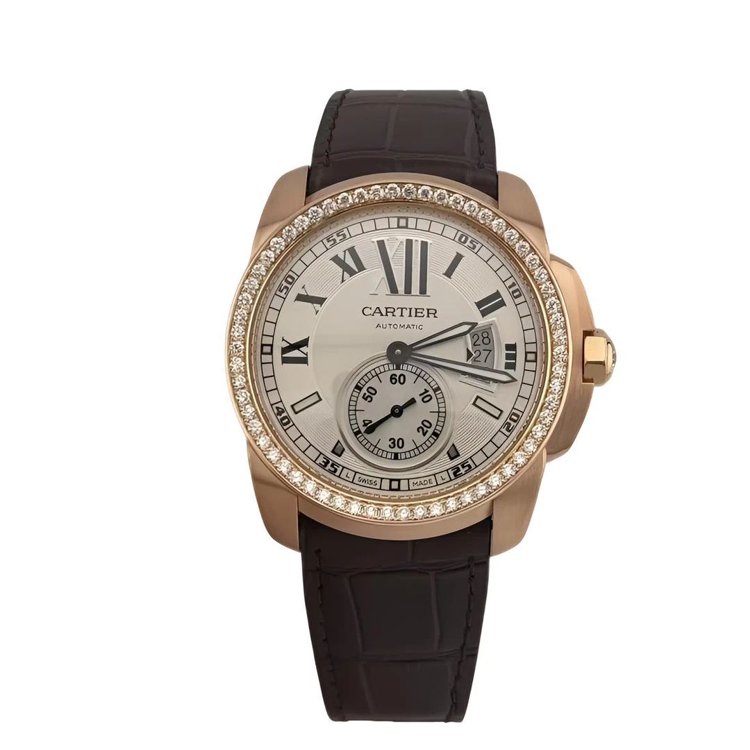99新 Cartier/卡地亚 卡利博WF100005 42表径原钻玫瑰金男表 单表