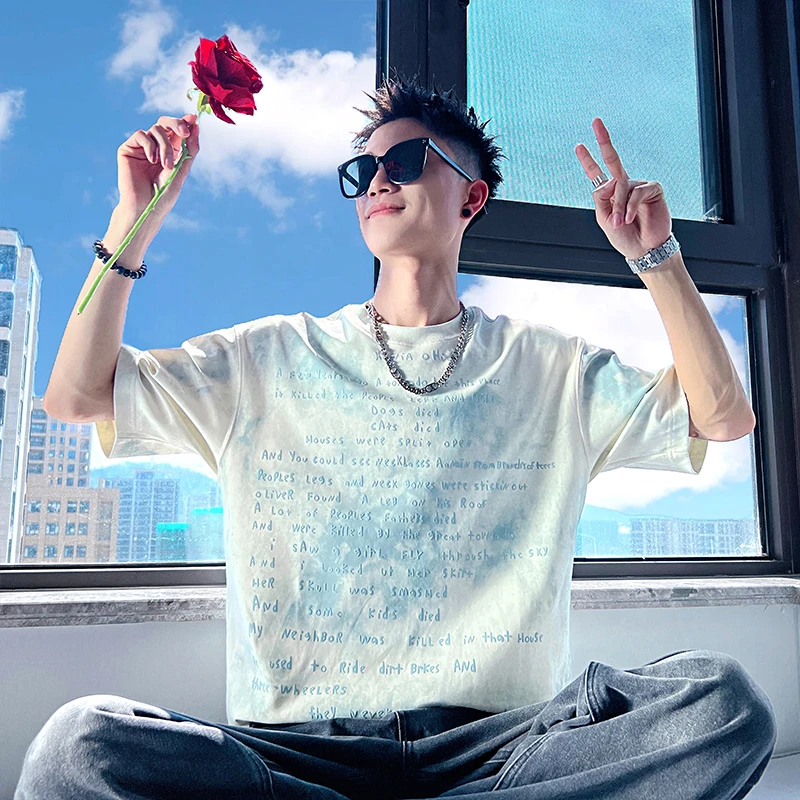 2025新款彩色涂鸦潮牌高级感短袖ins风半袖时尚穿搭 T恤衫