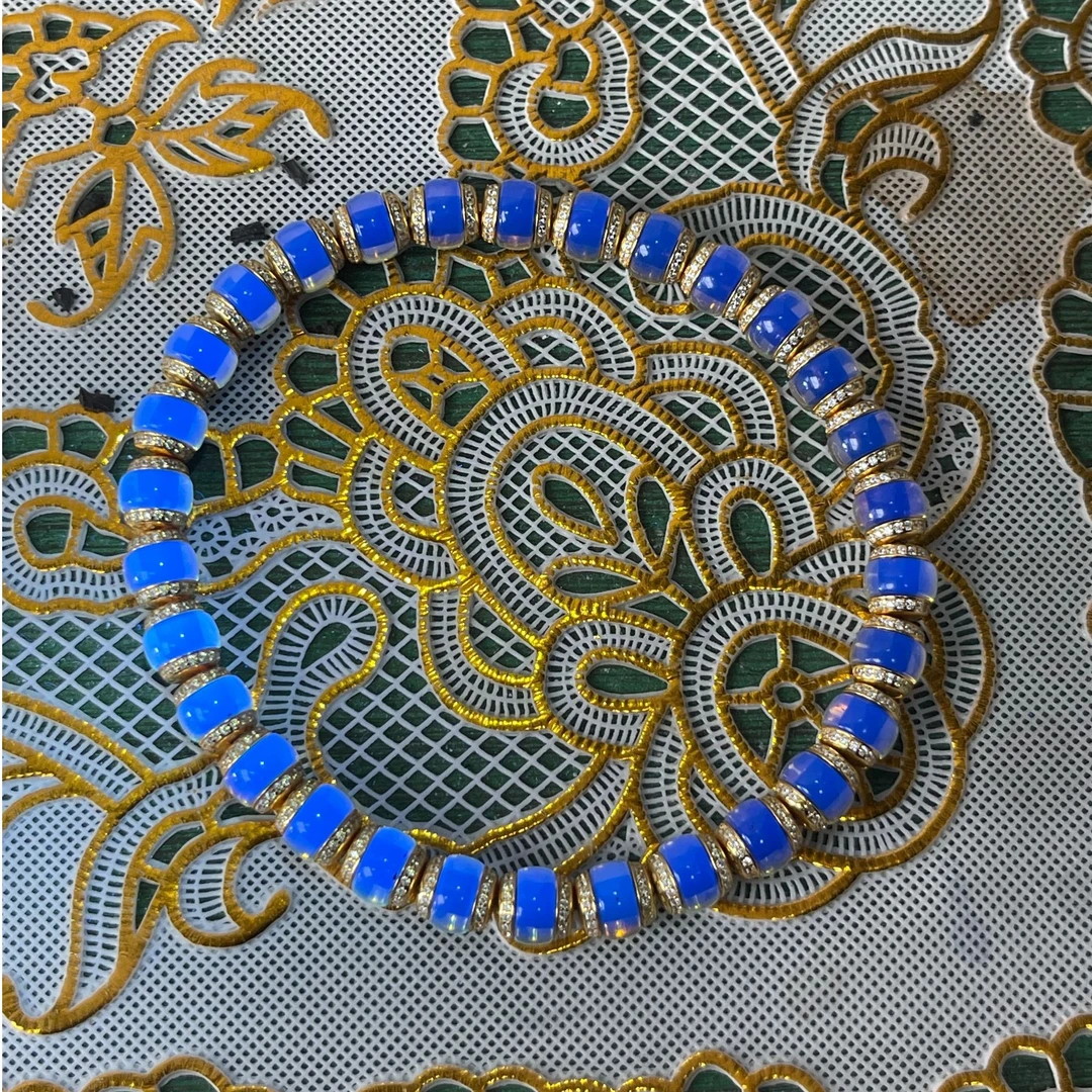 天然净水萤火虫蓝珀单圈手串925银百搭男女款