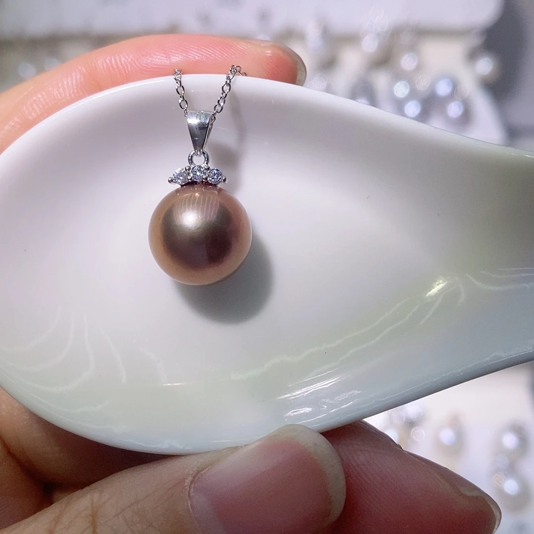 淡水珍珠吊坠(赠链)银S925镶嵌尺寸11/12毫米