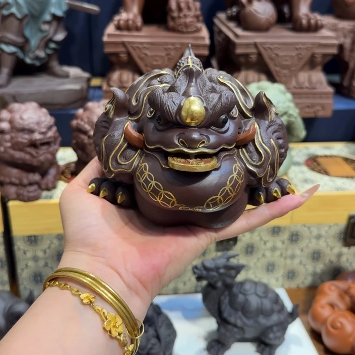 H***C紫砂茶宠紫砂描金金蝉