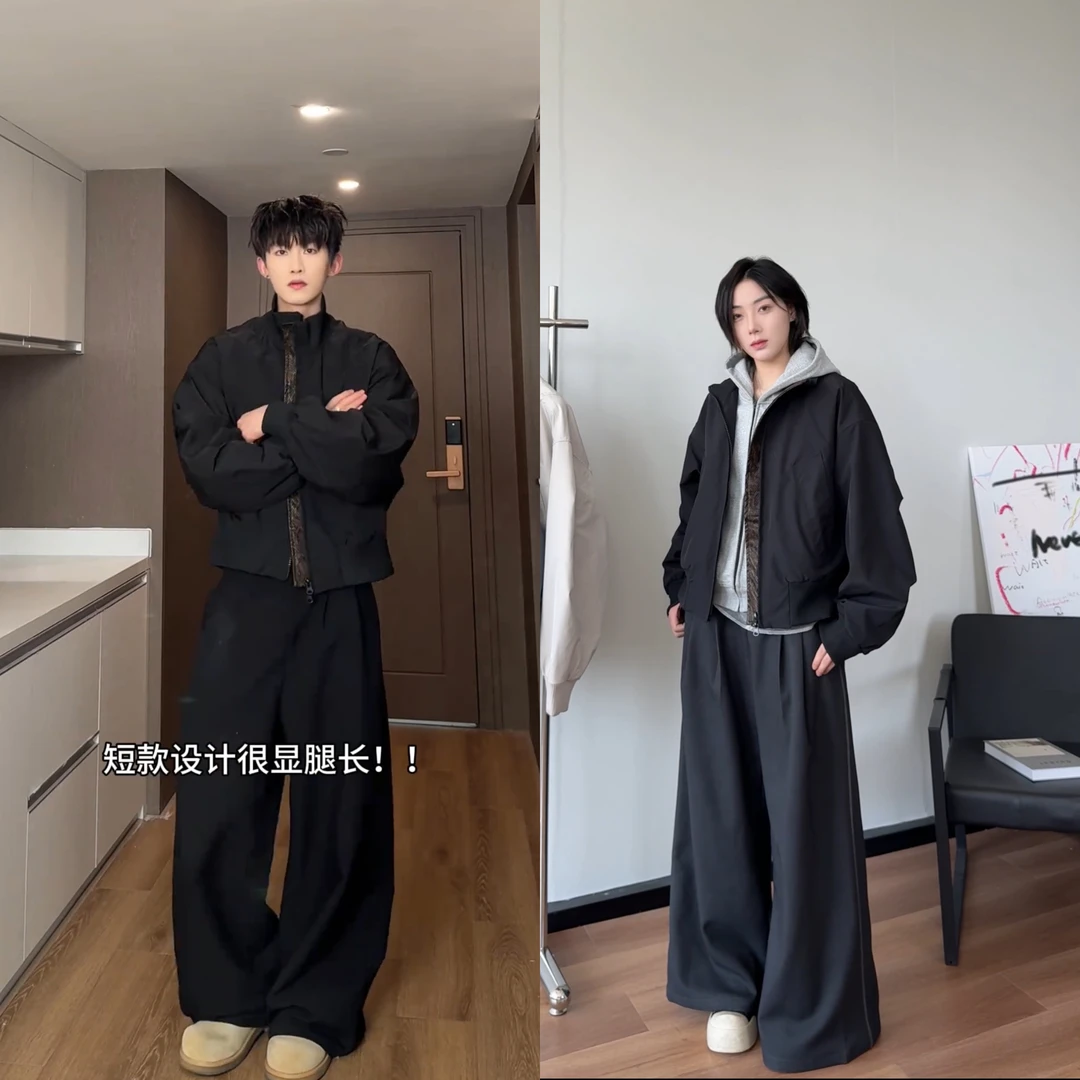 蛇年限定美式高街cleanfit短款飞行员夹克外套男潮牌小众设计外套