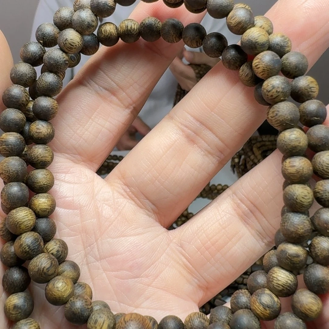 沉香手串飞**下奇楠圆珠多圈6MM