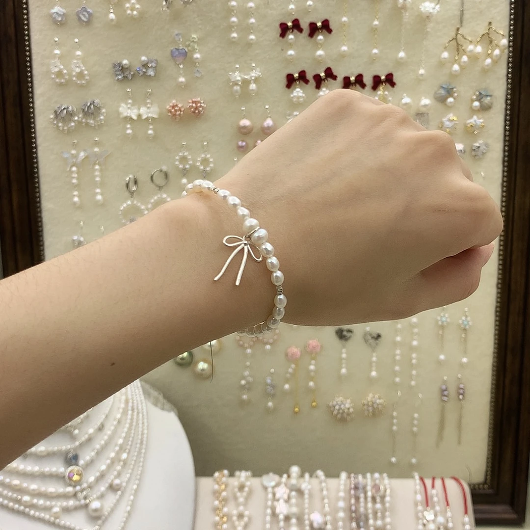 银S925镶嵌耳饰淡水珍珠