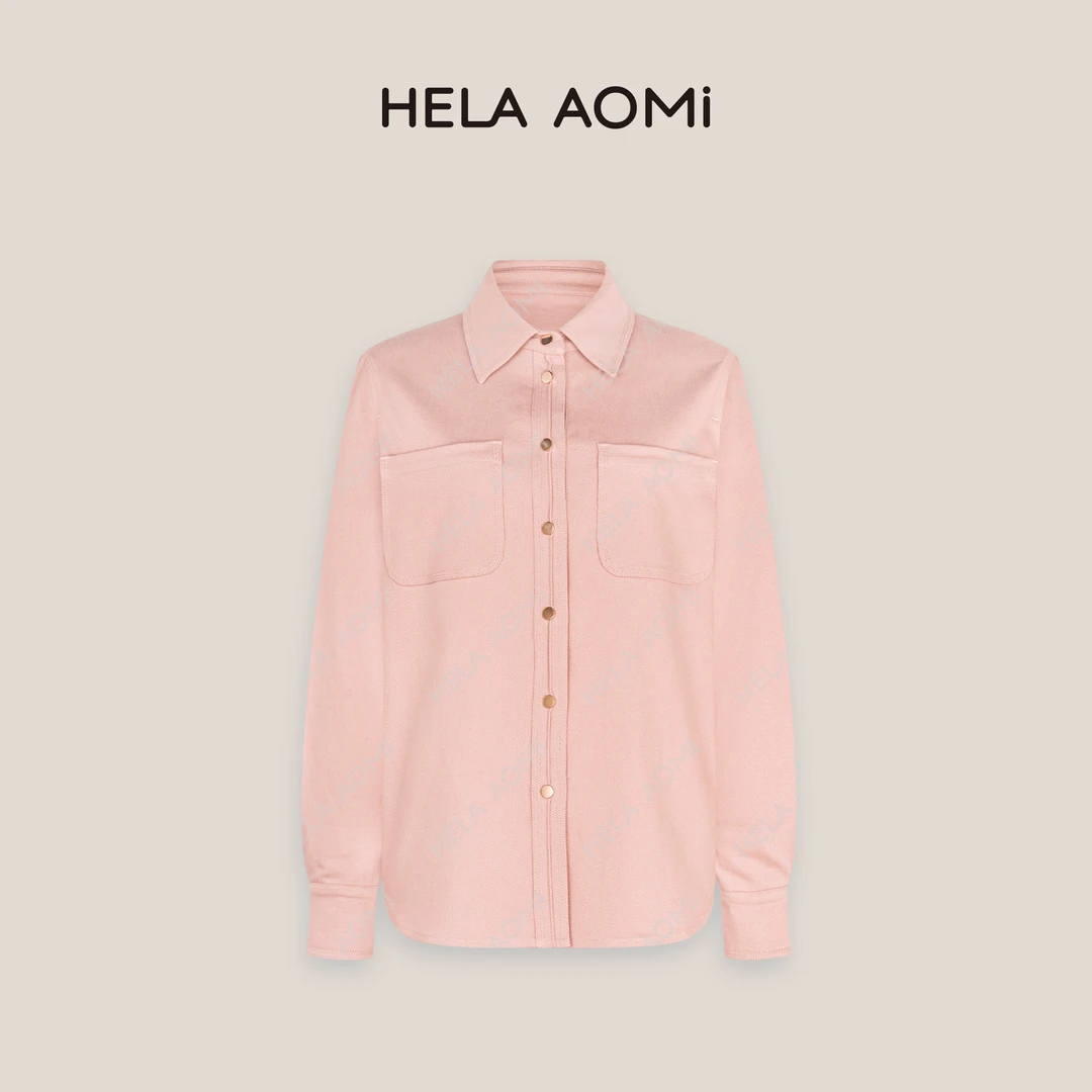 HELA AOMI“弹力牛仔”斜纹微弹软糯微宽肩直身版简约叠穿百搭外套