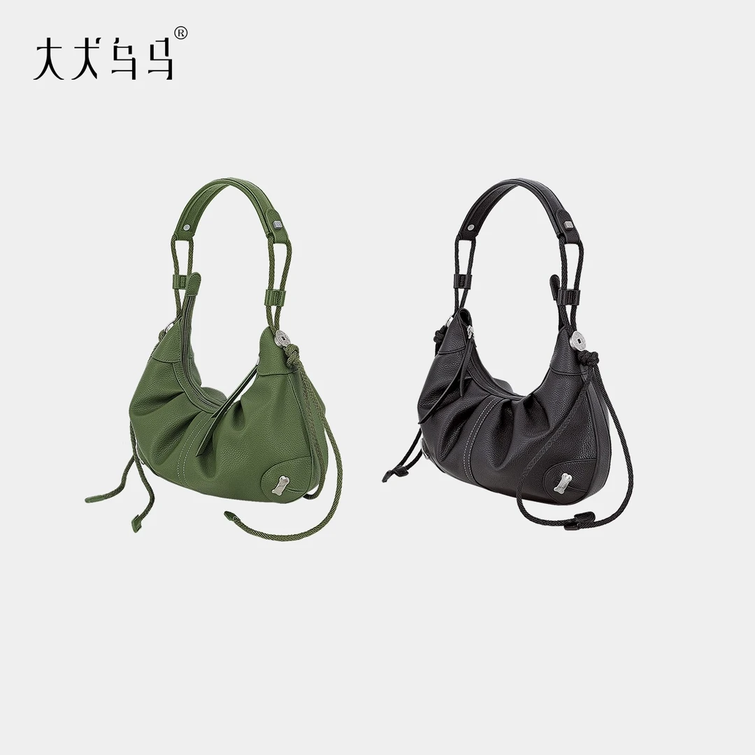 大犬乌马·压褶扁舟包2025新款设计师品牌饺子包高级感单肩斜挎包