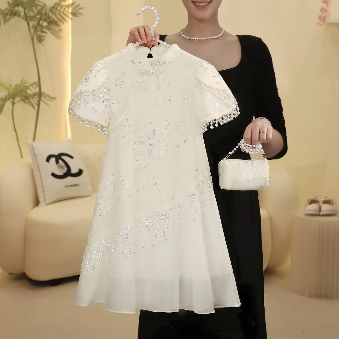 女童2025夏季可爱中大童中领套头汉服连衣裙52300001399