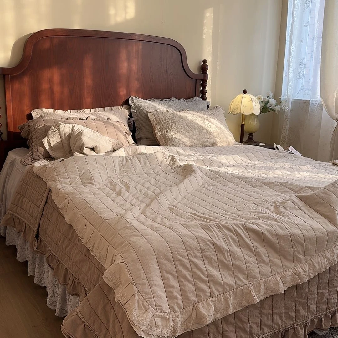 棉奶咖色三件套宽条