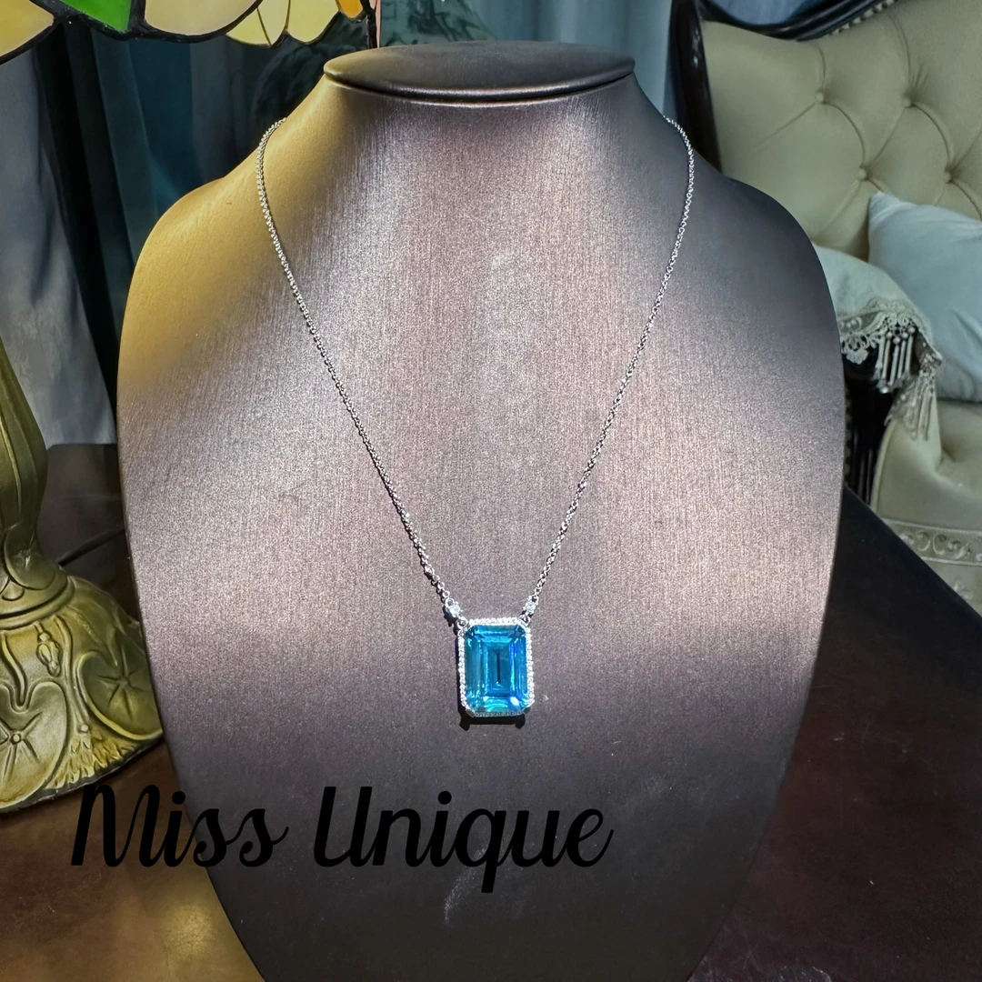 S6974海蓝色大方糖阿斯切项链