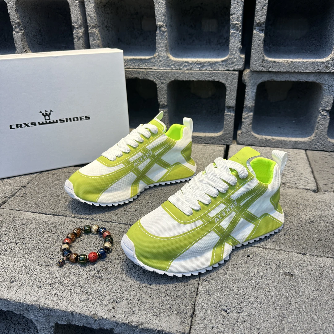 轻奢男士厚底透气针织网面包底鞋时尚休闲百搭潮流男鞋潮鞋拼色