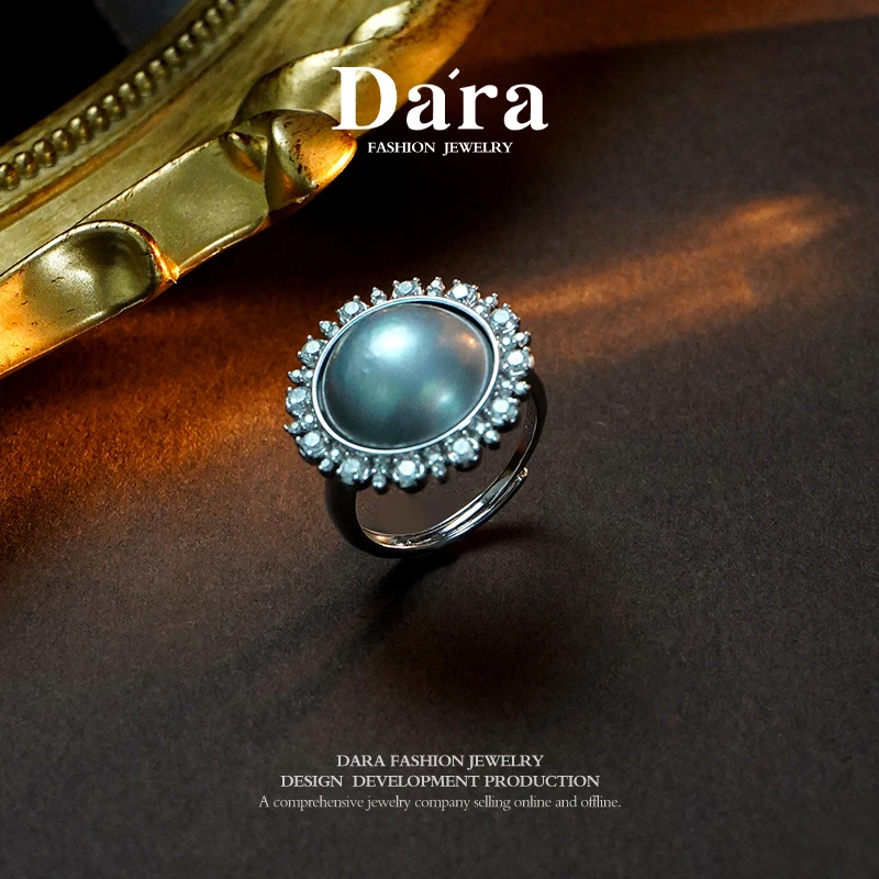 DARA/戴拉【柳总来了】S925银灰马贝珠13-14mm戒指拼合珍珠