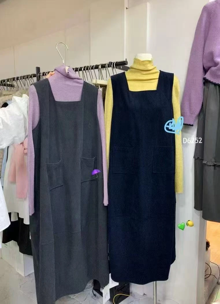 小李 | 秋冬百搭新款方领灯芯绒宽松显瘦长款背心裙